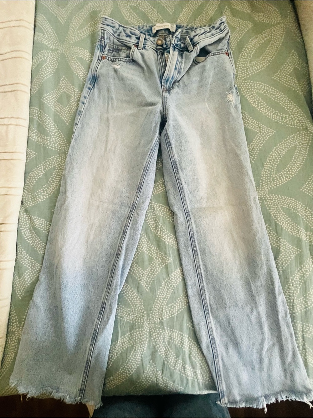 stradivarius Pale Blue High-Rise Wide Leg Jeans